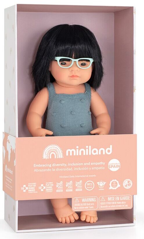 BAMBOLA EMPATIA BAMBINI- Asiatica con occhiali, handmade, Miniland