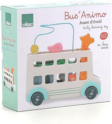 AUTOBUS DEGLI ANIMALI - sviluppa la motricità dei bambini, in legno, ecosostenibile