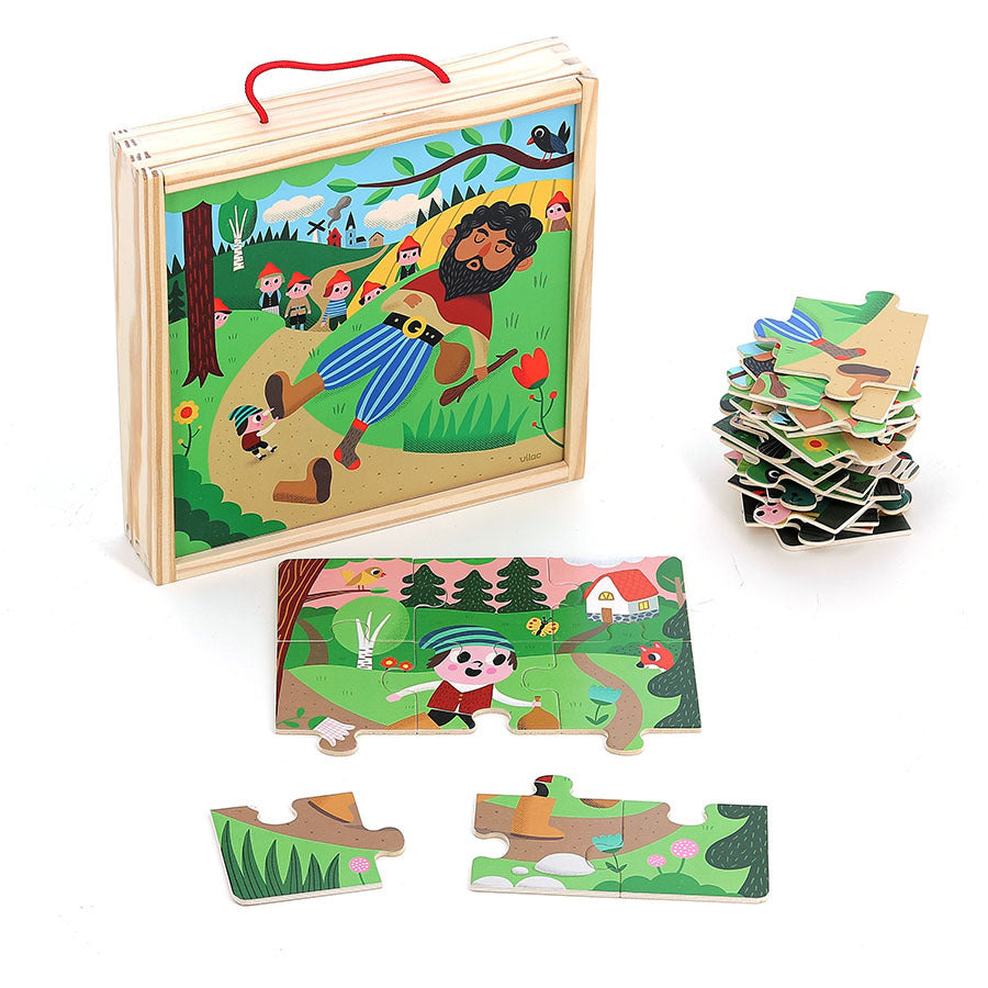 SCATOLA 4 PUZZLE BAMBINI - Pollicino, in legno, ecosostenibile