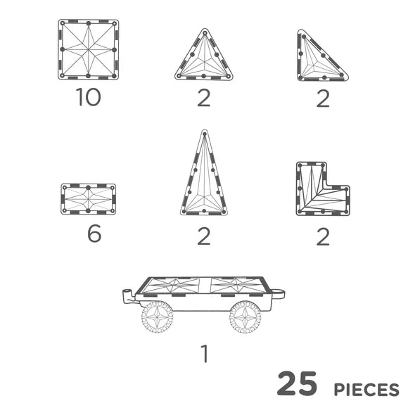 COSTRUZIONI MAGNETICHE BAMBINI - Con ruote, 25 pezzi