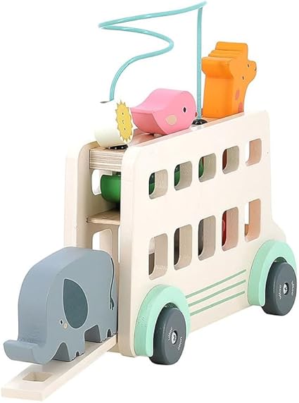 AUTOBUS DEGLI ANIMALI - sviluppa la motricità dei bambini, in legno, ecosostenibile