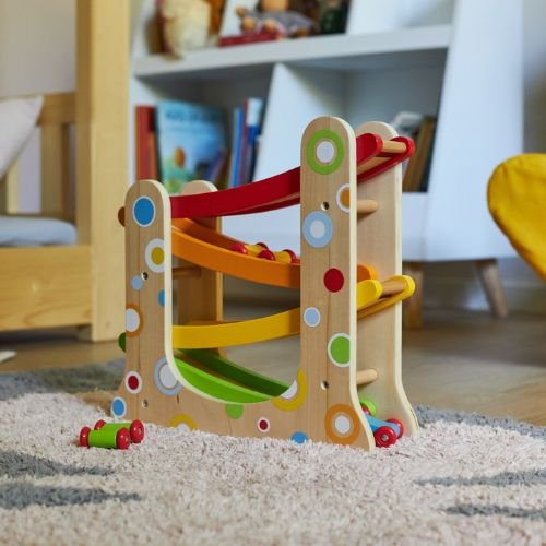 CIRCUITO AUTO BAMBINI - con 3 macchinine, in legno, ecosostenibile