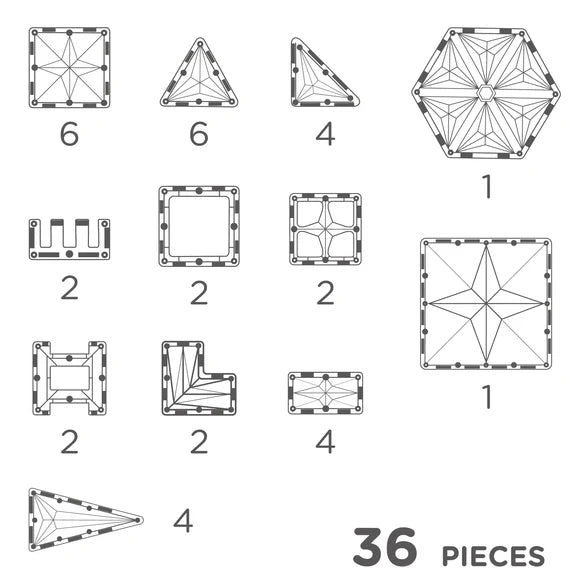 COSTRUZIONI MAGNETICHE BAMBINI - 36 pezzi