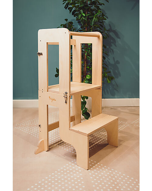TORRE MONTESSORI 2 in 1 - Convertibile in Tavolo + Sedia, in legno, ecosostenibile