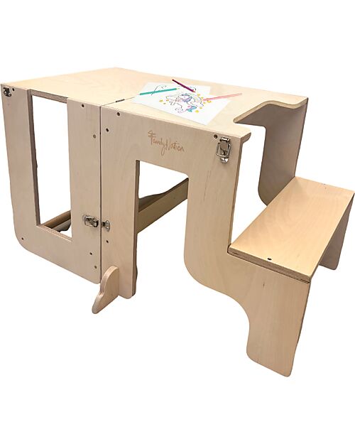 TORRE MONTESSORI 3 in 1 - Convertibile in Tavolo + Sedia, in legno, ecosostenibile
