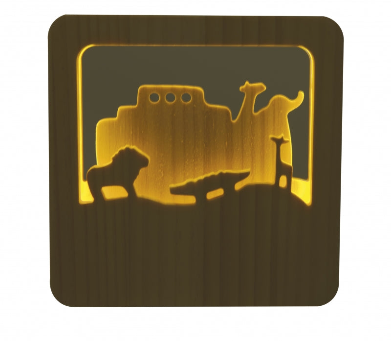 LUCE NOTTURNA PER BAMBINI - arca di Noè, in legno, ecosostenibile