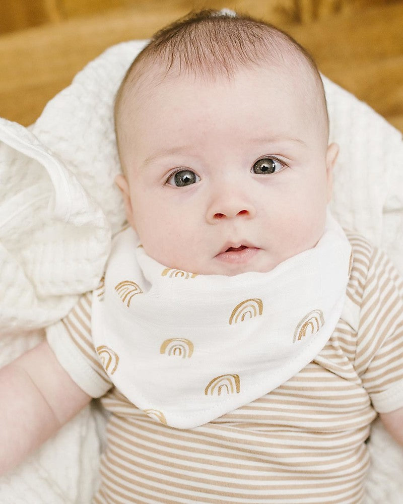 SET DI BAVAGLINI PER BAMBINI - Bandana - Boho - Arcobaleno + Sole - 100% Mussola di Cotone