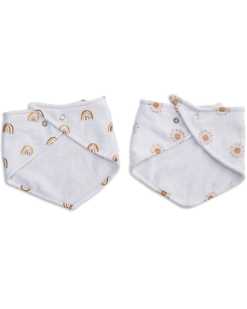 SET DI BAVAGLINI PER BAMBINI - Bandana - Boho - Arcobaleno + Sole - 100% Mussola di Cotone