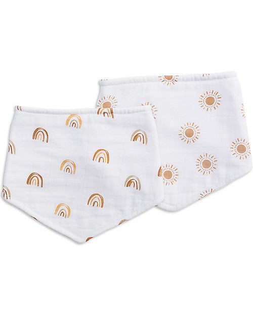 SET DI BAVAGLINI PER BAMBINI - Bandana - Boho - Arcobaleno + Sole - 100% Mussola di Cotone