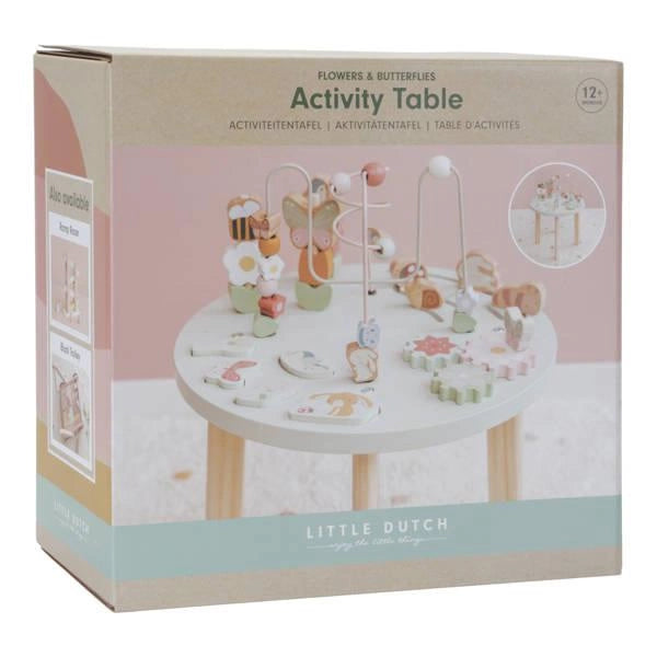 TAVOLA MULTIATTIVITÀ PER BAMBINI - con Fiori e Farfalle, in legno, ecosostenibile