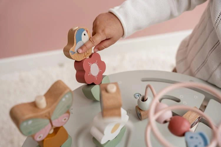 TAVOLA MULTIATTIVITÀ PER BAMBINI - con Fiori e Farfalle, in legno, ecosostenibile