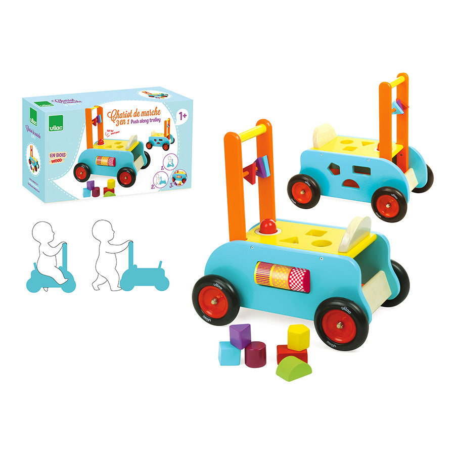 PRIMI PASSI E CAVALCABILE BAMBINI - 3 in 1, multiattività, in legno, ecosostenibile