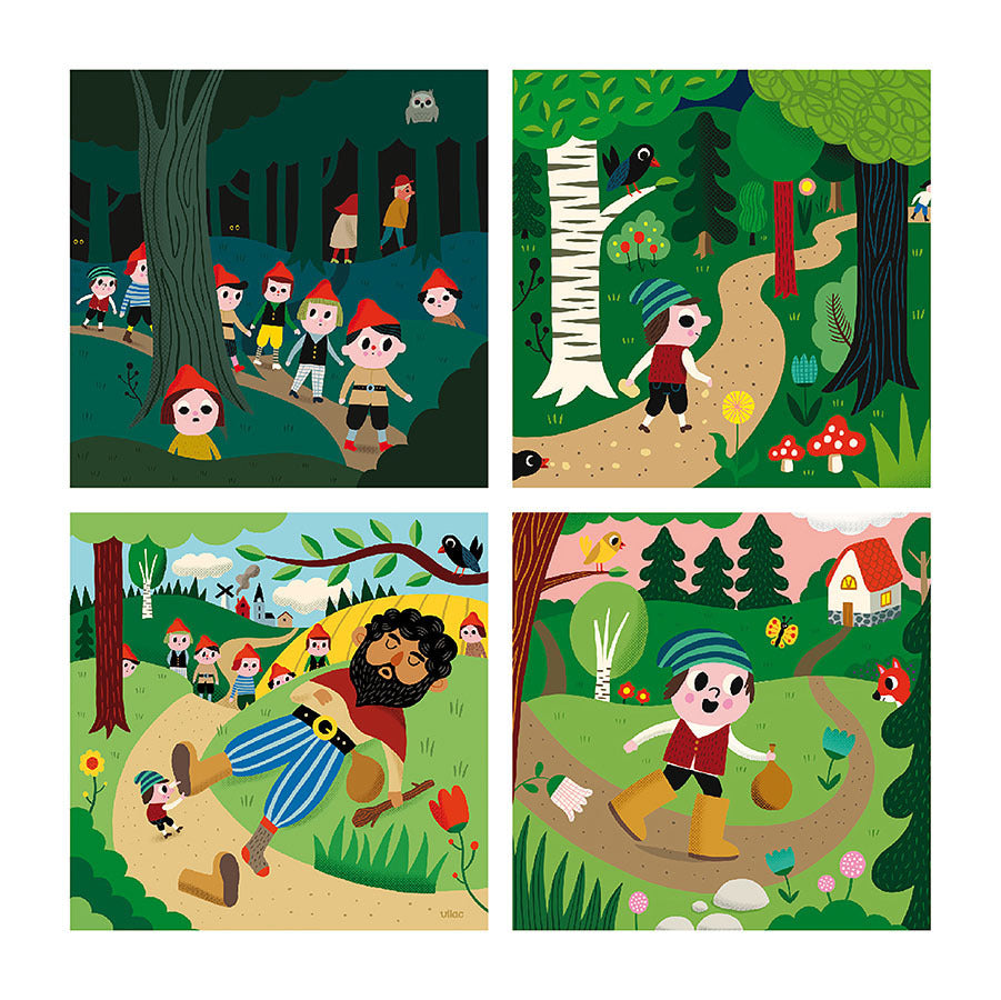 SCATOLA 4 PUZZLE BAMBINI - Pollicino, in legno, ecosostenibile