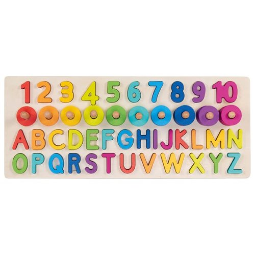 PUZZLE ALFANUMERICO COLORATO BAMBINI - in legno, ecosostenibile