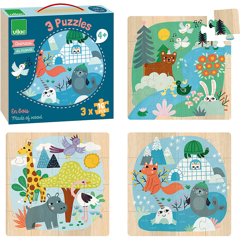 PUZZLE ANIMALI BAMBINI - in legno, ecosostenibile