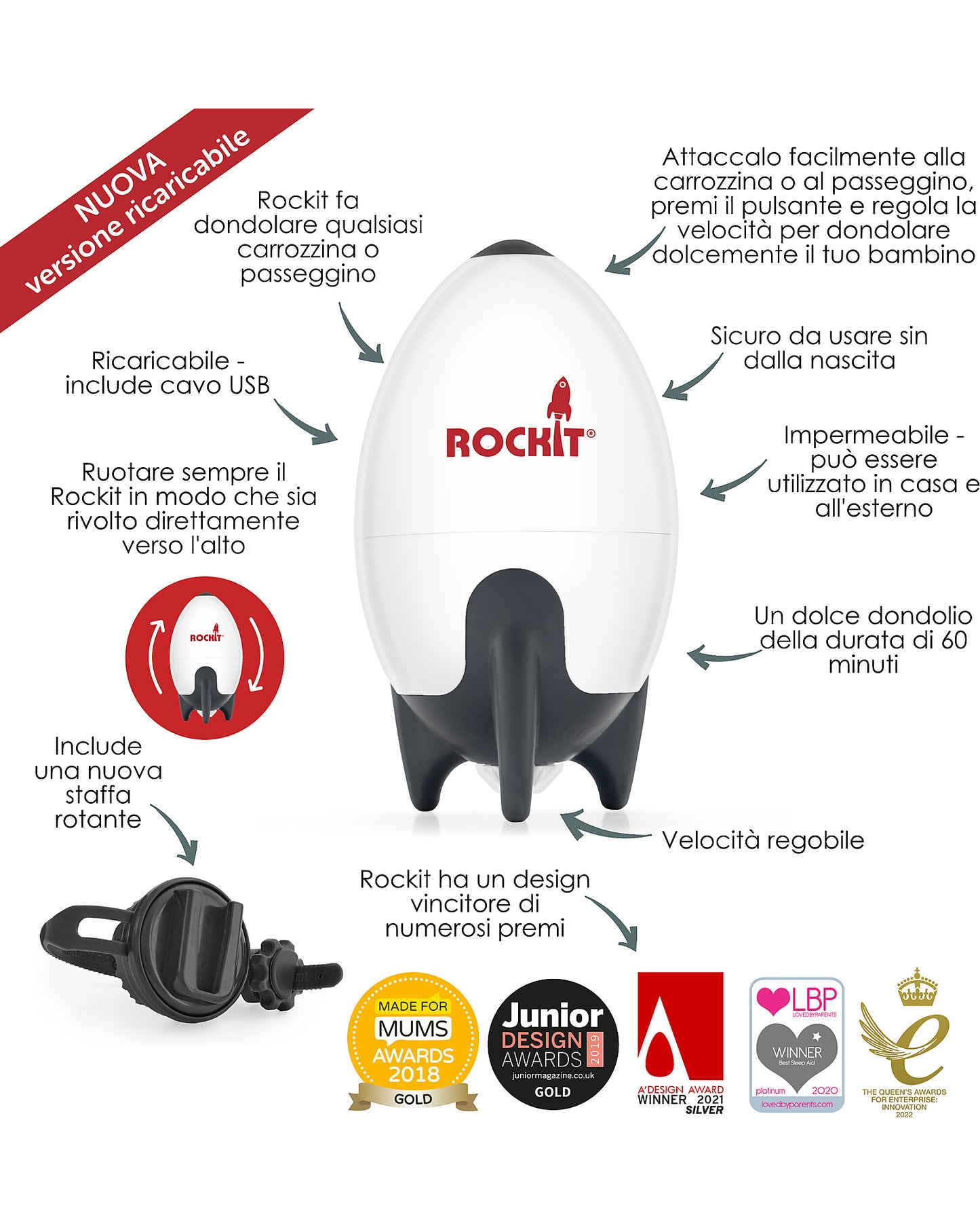 DONDOLA PASSEGGINO BAMBINI - automatico con diverse velocità