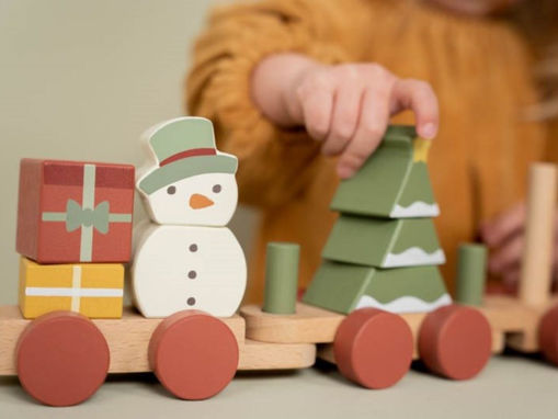 TRENINO NATALE BAMBINI - Gioco a Blocchi, in legno, ecosostenibile
