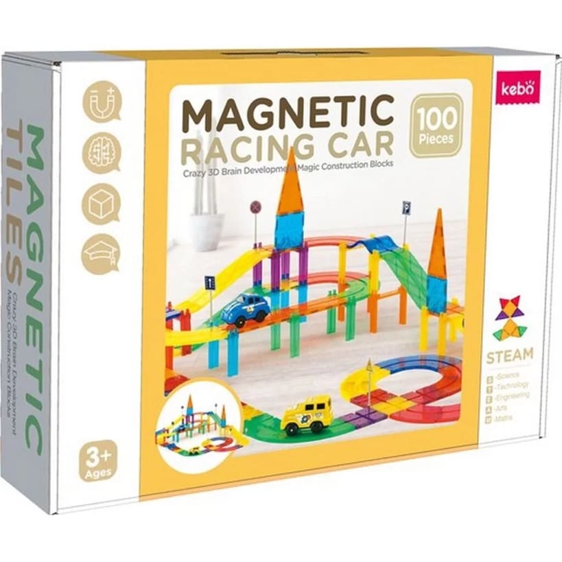 PISTA AUTOMIBILI MAGNETICA BIMBI – Costruzioni Magnetiche 100 PZ.