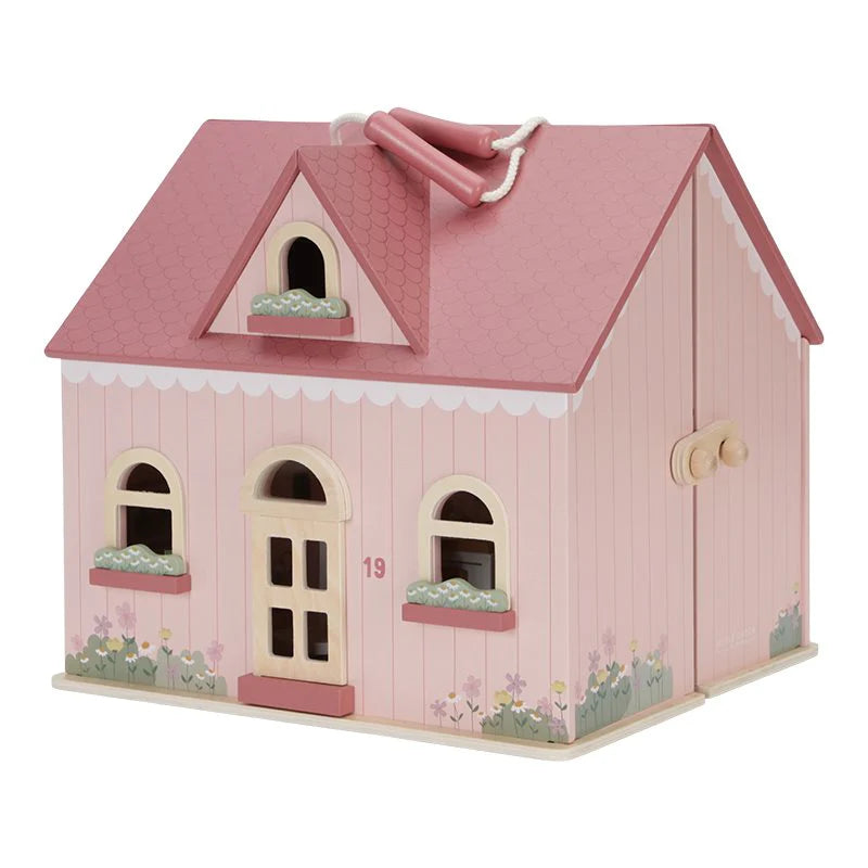 CASA BAMBOLE PORTATILE BAMBINI - In legno, 19 pezzi