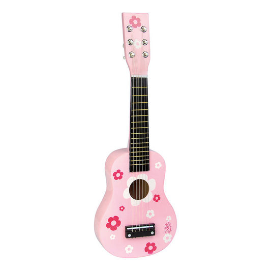 CHITARRA PER BAMBINI - Fiori rosa bohémien, in legno, ecosotenibile