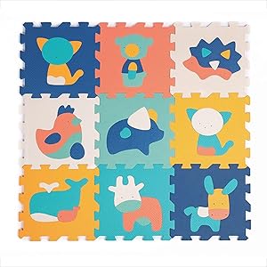 TAPPETINO PUZZLE BAMBINI - Animali, 9 Pezzi