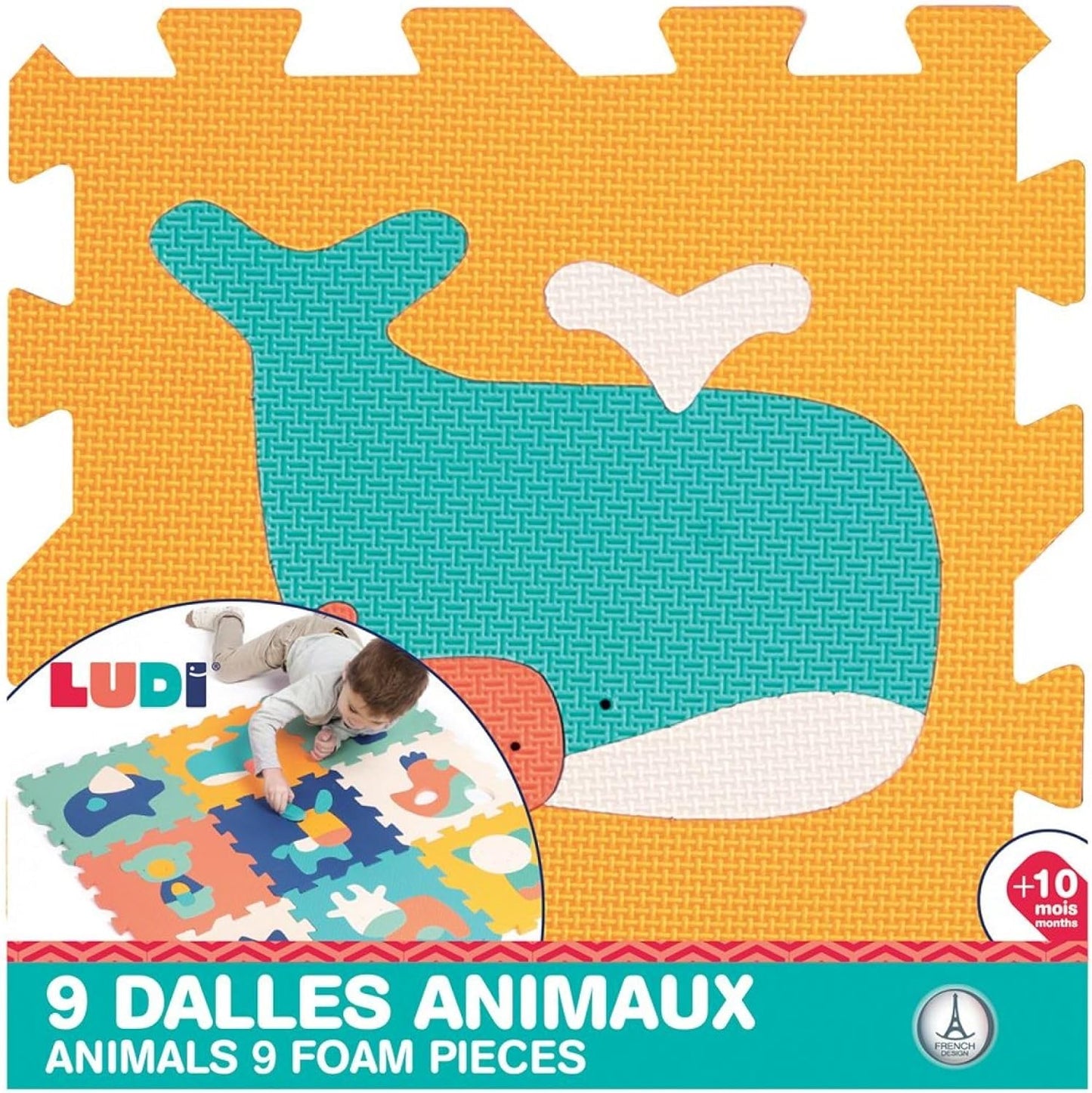 TAPPETINO PUZZLE BAMBINI - Animali, 9 Pezzi