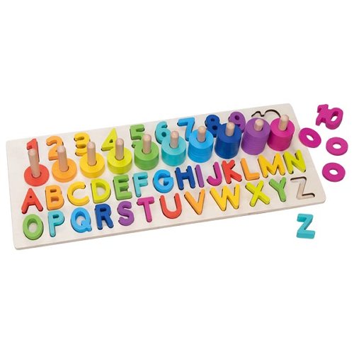 PUZZLE ALFANUMERICO COLORATO BAMBINI - in legno, ecosostenibile