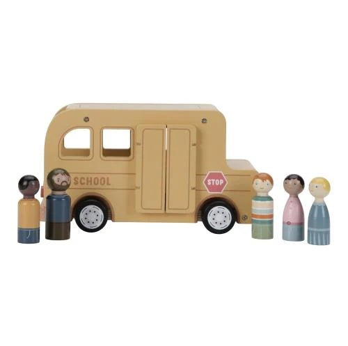 SCUOLA BUS BAMBINI -  In legno, con 5 personaggi