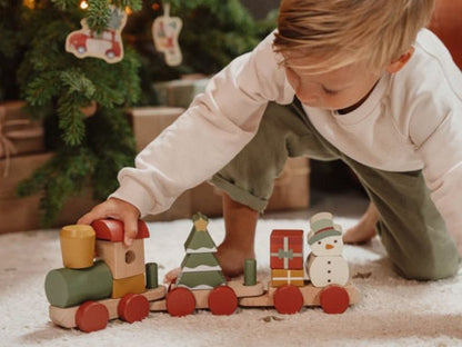TRENINO NATALE BAMBINI - Gioco a Blocchi, in legno, ecosostenibile