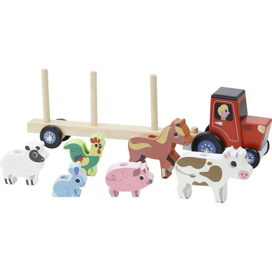 Tractor and cart with animals Vilac