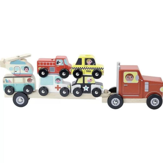 Truck with stackable cars